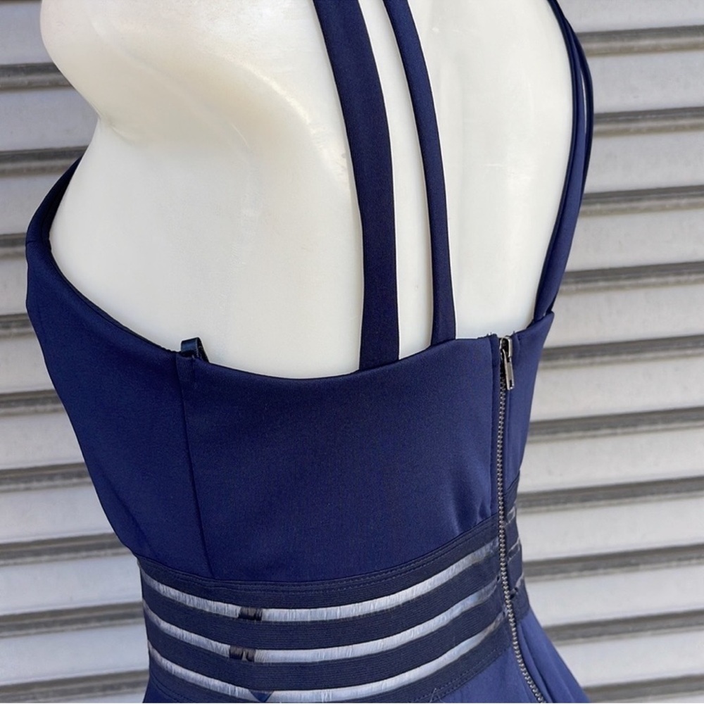 City Studio Navy Fit-and-Flare Mini Dress with Striped Waist Size 3 - Picture 7 of 11